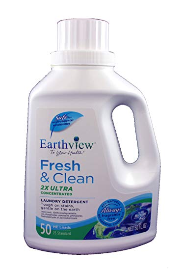 Earthview Laundry Detergent, Fragrance Free, 50 oz- Designed for Environmental Sensitivities (MCS, EI, MI)