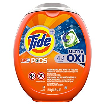 Tide Pods Liquid Detergent Pacs, Ultra Oxi, 61 Count