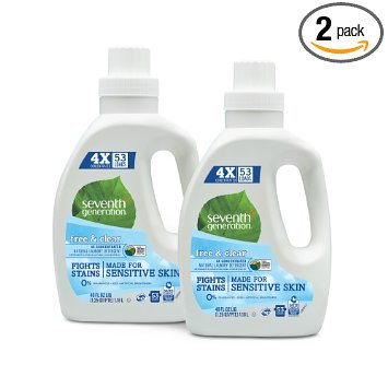 Seventh Generation Concentrated Laundry Detergent, Free and Clear Unscented, 106 loads, 40 oz, 2...