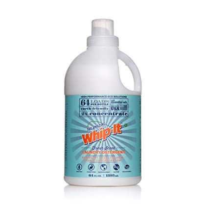 THE AMAZING WHIP-IT Whip-It 64oz Power Laundry Detergent - HE - Super Concentrated - Fresh Scent - All Natural - Removes Tough Stains & Odor - Effective in All Water Temperatures